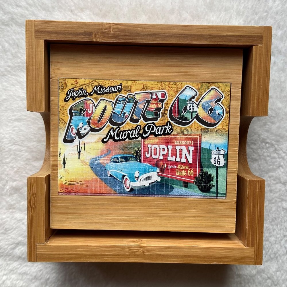 NWT Joplin Missouri Route 66 Set of Wooden Coasters